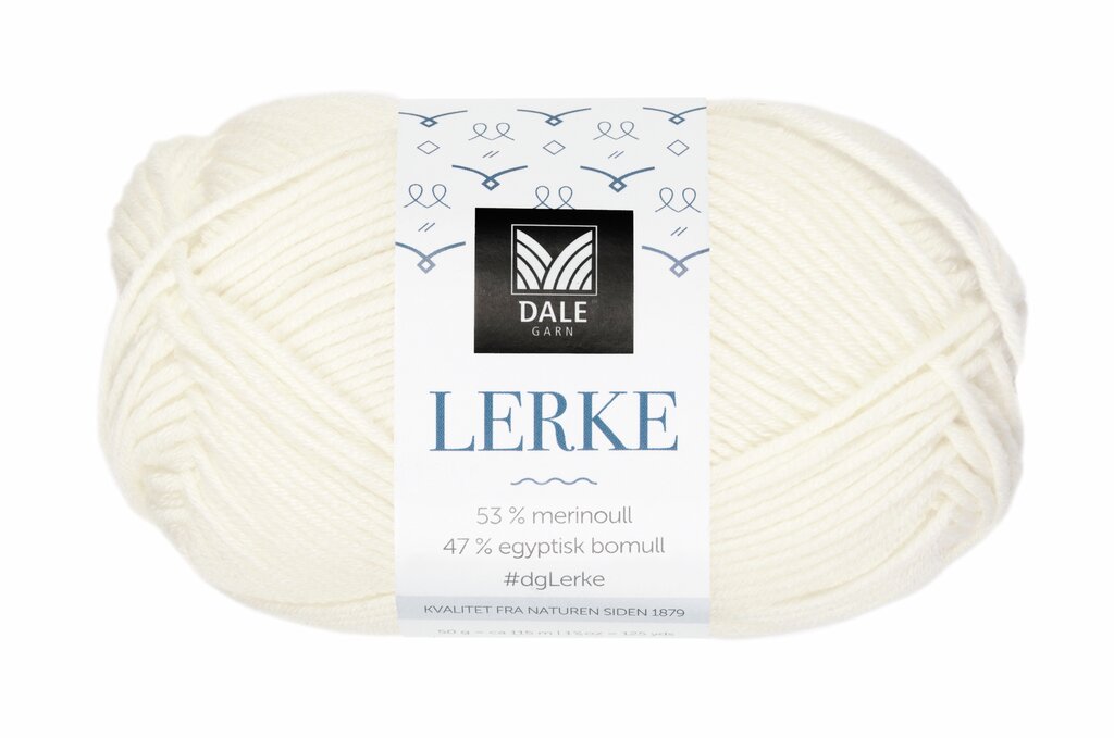Dale Garn Lerke – farge 0017 Halvbleket hvit, 50 g nøste
